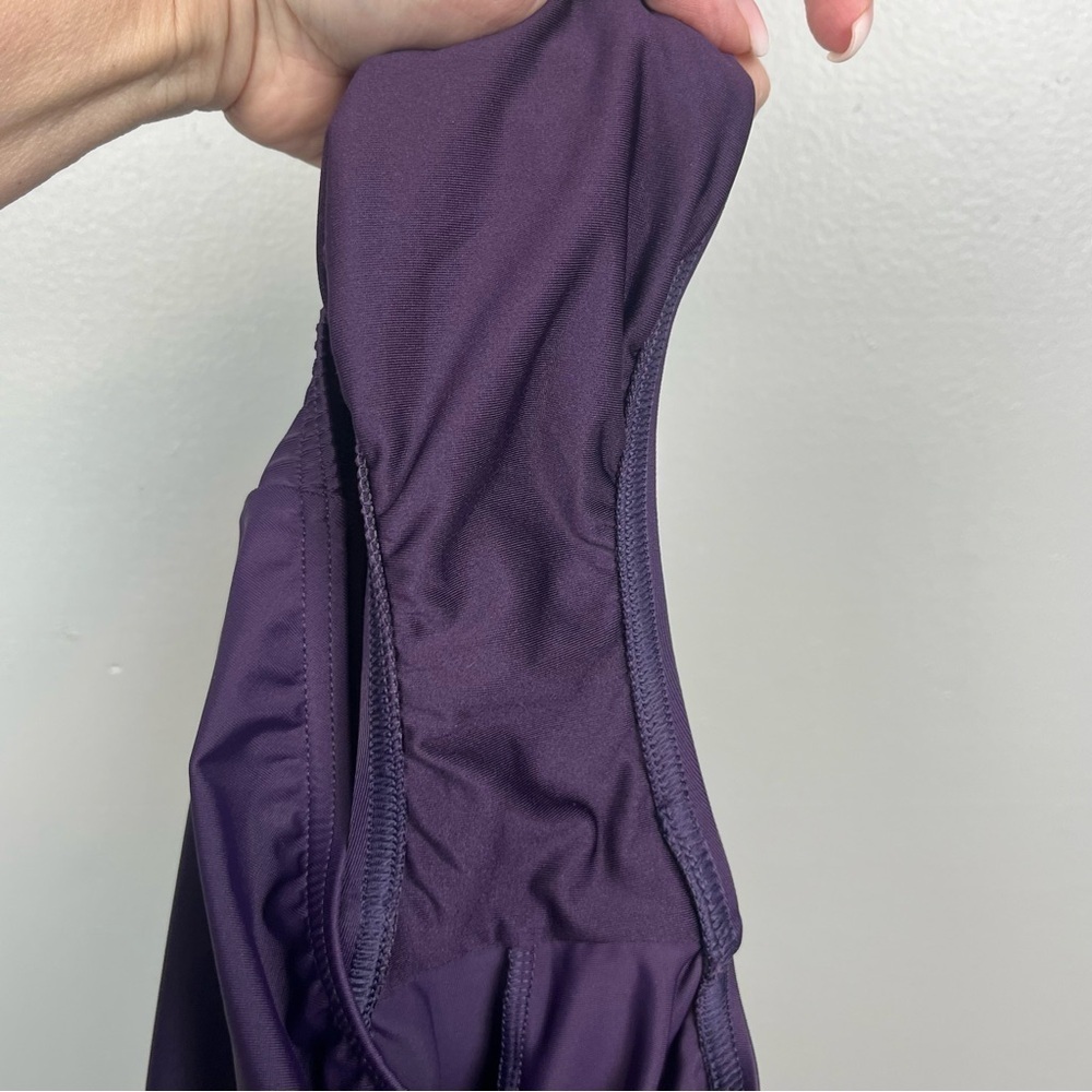 Lands End purple Tugless full coverage modest 1 piece tank swimsuit, 24W DD. - Picture 9 of 11